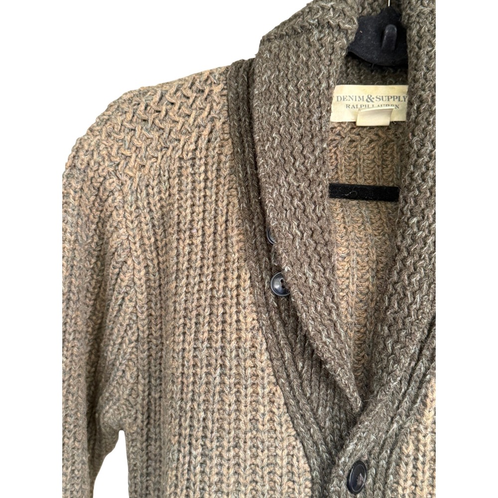 Denim Supply Ralph Lauren Mens Shawl Collar Shetland Wool Cardigan Sweater Small - Picture 5 of 16